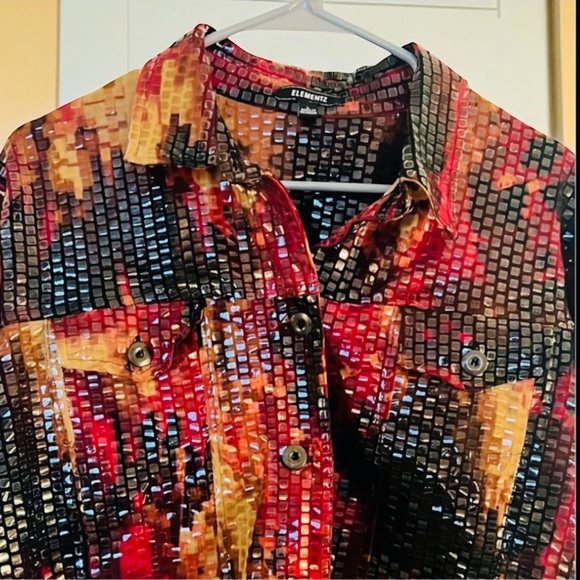 Elementz Fabulous, Multicolor Sequin Jean Jacket - Picture 3 of 5